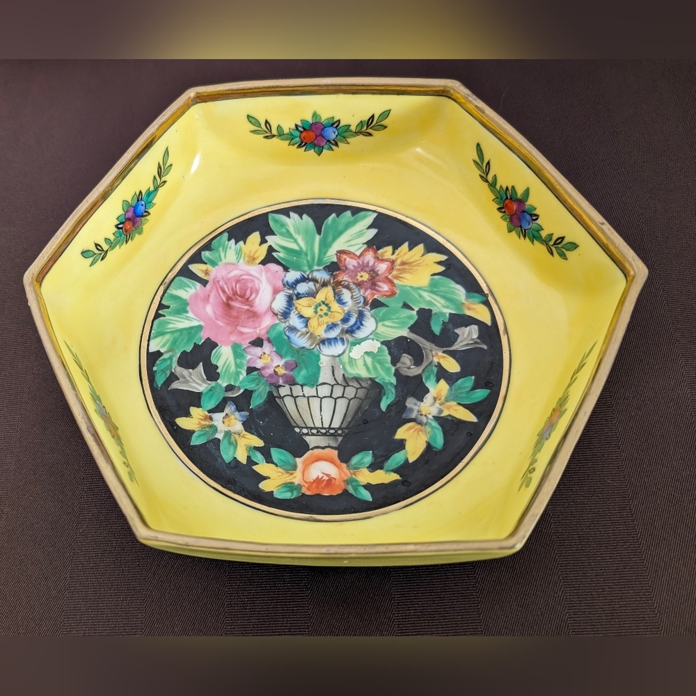 Noritake Art Deco Bowl, Antique Noritake Footed Octagon Bowl